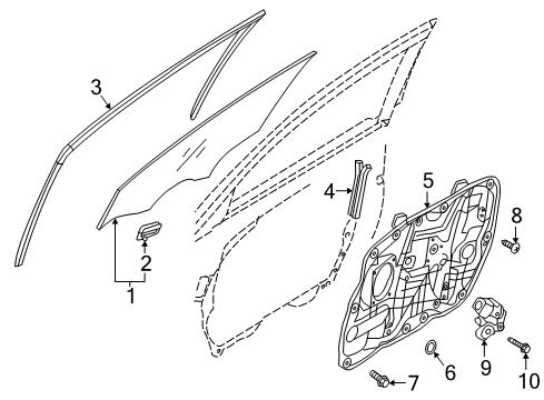 2019 Hyundai Elantra GT Front Door Run Assembly-Front Door Window Glass RH Diagram for 82540-G3000