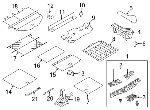 2009 Nissan Murano Interior Trim - Rear Body Jack Complete Diagram for 99550-1AA0A