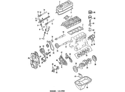 1994 Eagle Talon Engine Parts, Mounts, Cylinder Head & Valves, Camshaft & Timing, Oil Pan, Oil Pump, Balance Shafts, Crankshaft & Bearings, Pistons, Rings & Bearings Belt-Timing Diagram for 5102036AA