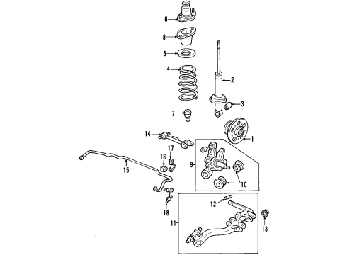 2005 Acura RSX Rear Suspension Components, Upper Control Arm, Stabilizer Bar Spring, Rear Stabilizer (19Mm) Diagram for 52300-S6M-A01