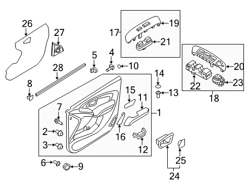 2013 Hyundai Tucson Front Door Front Door Armrest Assembly Right Diagram for 82720-2S000-9P