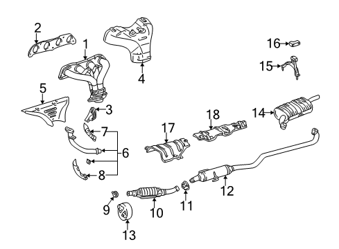 1998 Toyota Corolla Exhaust Manifold Exhaust Manifold Diagram for 17104-0D020