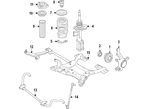 2018 Infiniti QX30 Front Suspension Components, Suspension Mounting, Lower Control Arm, Ride Control, Stabilizer Bar Front Wheel Hub Diagram for 40204-5DA0A