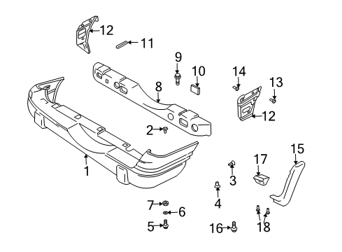 2001 Chevrolet Tracker Rear Bumper Bolt, M6X1X20 (On Esn) Diagram for 30017850