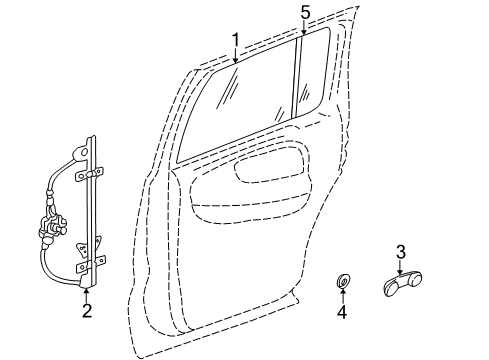 1999 Dodge Durango Rear Door - Glass & Hardware Autopa Rear Left Right Power Window Regulator Diagram for 55256494AF