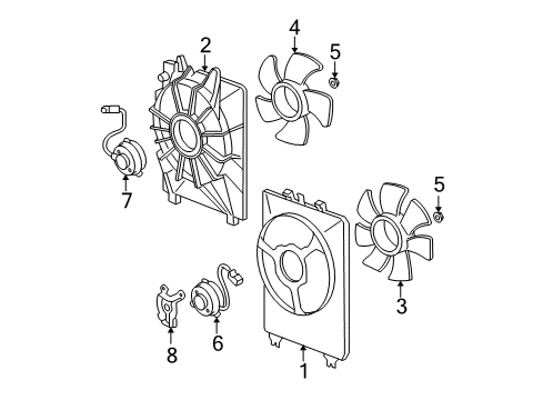 2007 Acura MDX Cooling System, Radiator, Water Pump, Cooling Fan Cover, Fan Motor Diagram for 38619-RJE-A01