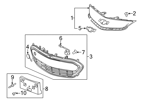 2020 Chevrolet Bolt EV Grille & Components Emblem Diagram for 95429796