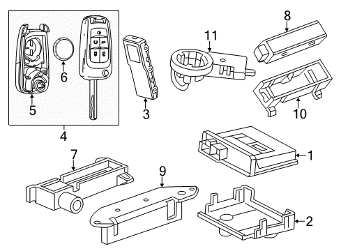 2014 Chevrolet Volt Keyless Entry Components Antenna Bracket Diagram for 25891535