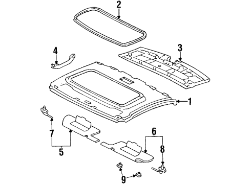 1995 Honda Prelude Interior Trim - Roof Lining Assy., FR. Roof *YR114L* (Sunroof) (SMOOTH BEIGE) Diagram for 83200-SS0-000ZD