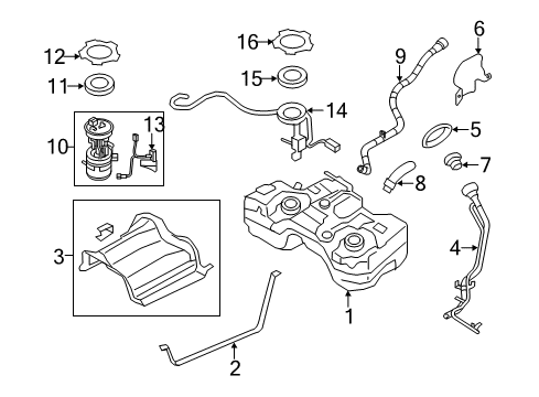 2015 Nissan Rogue Senders Band Assy-Fuel Tank Mounting Diagram for 17406-4BA0A