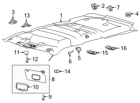 2013 Ford Police Interceptor Utility Interior Trim - Roof Reading Lamp Assembly Diagram for BB5Z-13776-AH