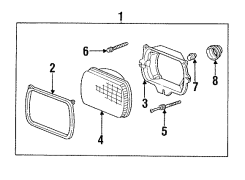 1988 Acura Integra Headlamps Headlight Assembly Diagram for 33100-SD2-A01