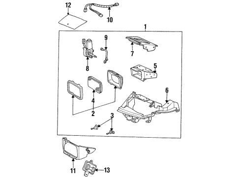 1994 Saturn SC2 Headlamps Head Lamp Capsule Assembly Diagram for 21095915