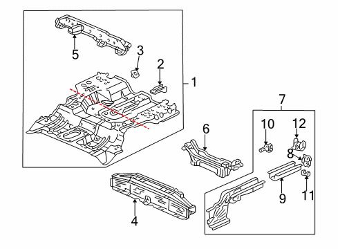 2004 Honda Civic Rear Body - Floor & Rails Panel Set, RR. Floor Diagram for 04655-S5B-A01ZZ