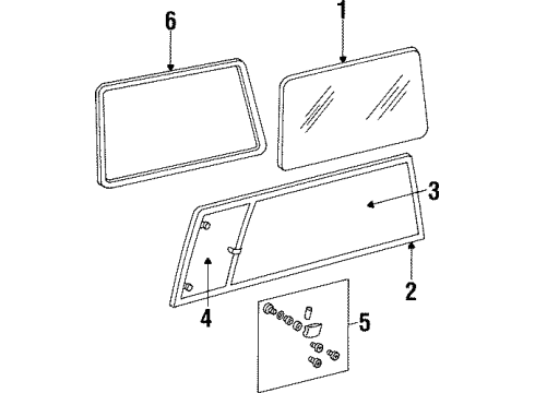 2000 Jeep Cherokee Quarter Panel - Glass & Hardware Window Diagram for 55235297AB