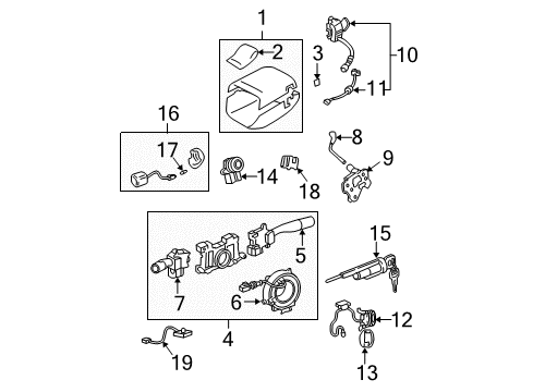 2001 Toyota Avalon Gear Shift Control - AT Gear Shift Assembly Diagram for 33521-07030