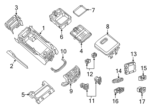 2019 Ram 1500 Front Console Console-Base Diagram for 6SQ321N8AA