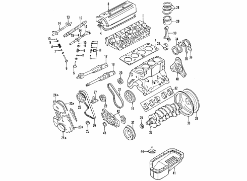 1991 Hyundai Sonata Engine Parts, Mounts, Cylinder Head & Valves, Camshaft & Timing, Oil Pan, Oil Pump, Balance Shafts, Crankshaft & Bearings, Pistons, Rings & Bearings Engine Mounting Bracket Assembly Diagram for 21830-33010