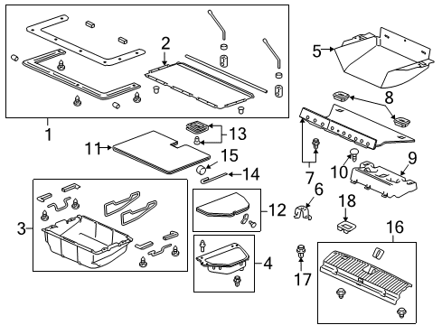 2010 Honda Accord Crosstour Interior Trim - Rear Body Net Assy. *NH167L* (GRAPHITE BLACK) Diagram for 84450-TP6-A01ZA