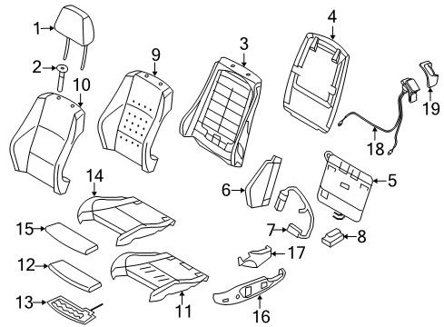 2007 BMW 328xi Driver Seat Components Left Backrest Upholstery Diagram for 52107118417