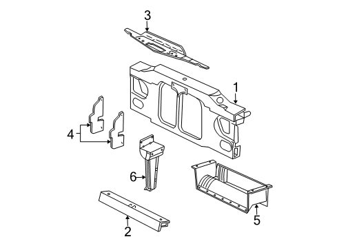 2004 Ford Explorer Sport Trac Radiator Support Lower Support Diagram for YL2Z-8A419-AA