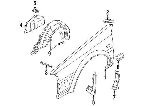 1987 Nissan Stanza Fender & Components, Exterior Trim Cover Splash HOODLEDGE R Diagram for 64836-28E10
