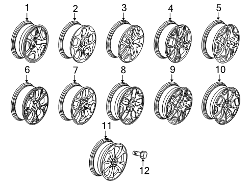 2018 Jeep Renegade Wheels Aluminum Wheel Diagram for 6RW34MAAAA