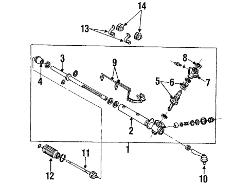 1992 Nissan Stanza P/S Pump & Hoses, Steering Gear & Linkage Rack Assy-Power Steering Diagram for 49271-65E00