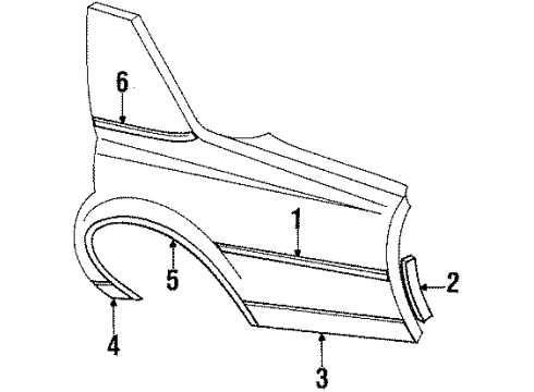 1984 Oldsmobile 98 Quarter Panel & Components Rear Molding Diagram for 9637500