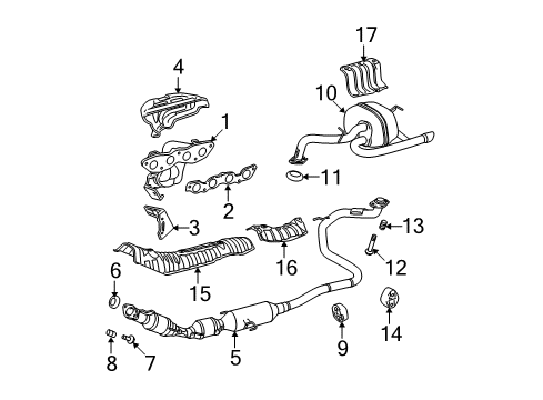 2007 Toyota Yaris Exhaust Components, Exhaust Manifold Heat Shield Diagram for 58151-52090