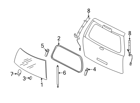 2007 Ford Expedition Lift Gate Hinge Diagram for 7L1Z-78420A68-A