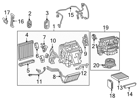 2013 Lexus GX460 Heater Core & Control Valve AC & Heater Assembly Diagram for 87050-60570