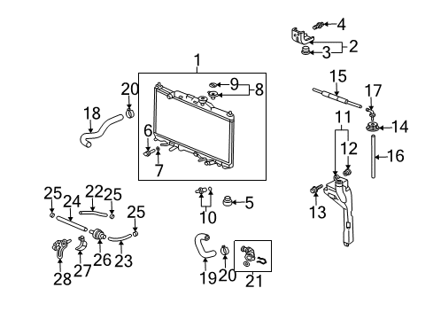 2006 Honda Element Radiator & Components Cushion, Radiator Mounting (Lower) Diagram for 74172-S5A-000