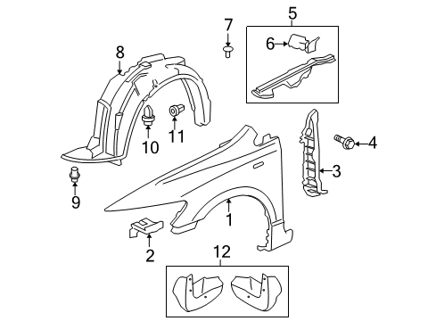 2006 Honda Civic Fender & Components Enclosure, R. FR. Fender Diagram for 74105-SNA-A00