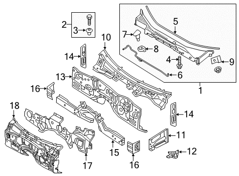 2017 Genesis G80 Cowl Nozzle Assembly-Plate, RH Diagram for 86159-B1010