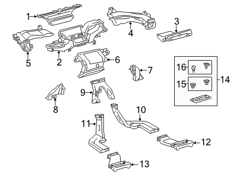 2012 Toyota Prius V Ducts Side Duct Diagram for 87211-12350