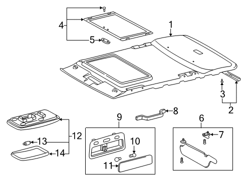 1997 Toyota RAV4 Interior Trim - Roof Map Lamp Assembly Diagram for 81260-14080-B6