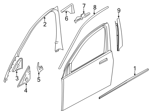 2014 BMW 740i Exterior Trim - Front Door Channel Cover, Exterior, Door, Front Right Diagram for 51337185228