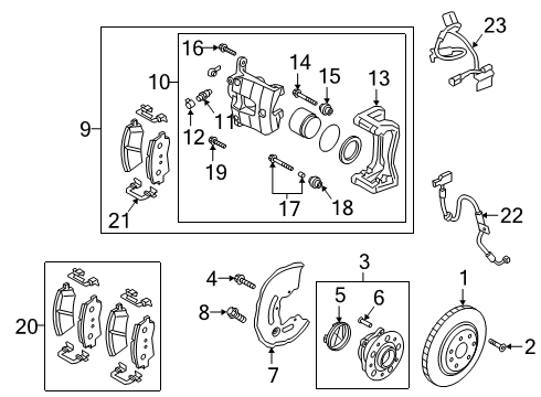 2021 Genesis G70 Front Brakes Carrier Assembly-LH Diagram for 58123D3000