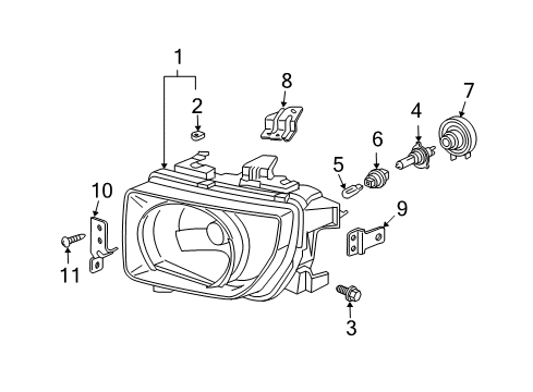 2004 Honda Element Bulbs Bracket C, L. Headlight Mounting Diagram for 33199-SCV-505