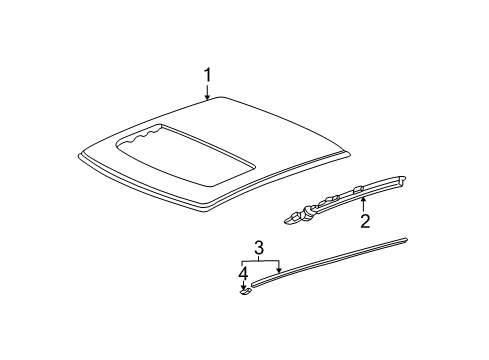 2005 Honda Civic Roof & Components, Exterior Trim Molding Assy., L. Roof Diagram for 74316-S5P-A00