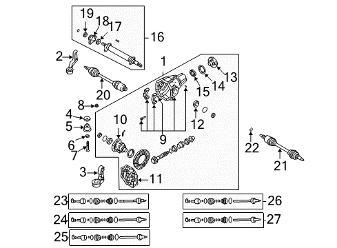 2006 Kia Sorento Carrier & Front Axles Boot Set-In Joint Diagram for 495953E000