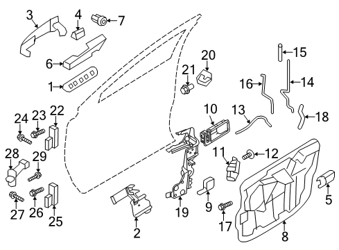 2014 Ford Edge Front Door Handle, Outside Diagram for CA1Z-7822404-A