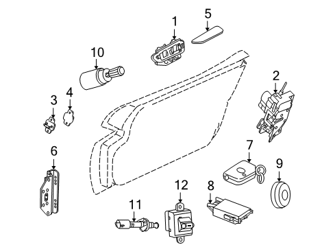 2005 Dodge Viper Lock & Hardware Handle-Front Door Exterior Diagram for 5029145AC