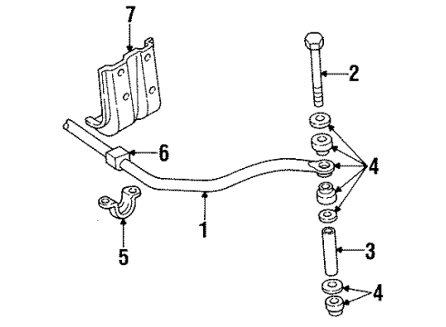 1996 Dodge Dakota Stabilizer Bar & Components - Front Bracket Diagram for 52004803