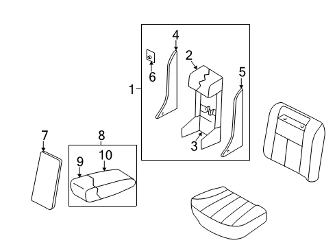 2003 Infiniti Q45 Rear Seat Components Pad & Frame Assembly Diagram for 88315-AR010