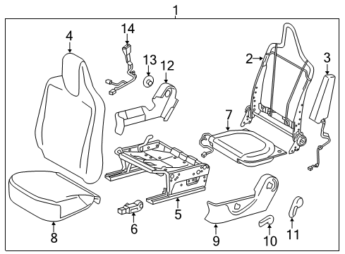 2013 Scion iQ Driver Seat Components Seat Assembly Diagram for 71200-74280-B1