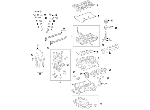 2021 Kia Seltos Engine Parts, Mounts, Cylinder Head & Valves, Camshaft & Timing, Variable Valve Timing, Oil Cooler, Oil Pan, Oil Pump, Crankshaft & Bearings, Pistons, Rings & Bearings CRANKSHAFT Assembly Diagram for 231102E510