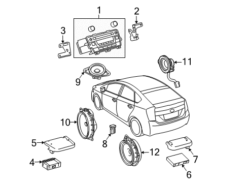 2011 Toyota Prius Sound System Cover Diagram for 86183-47040