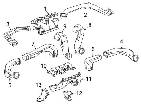 2019 Chevrolet Camaro Instrument Panel - Ducts Defroster Duct Diagram for 23359955